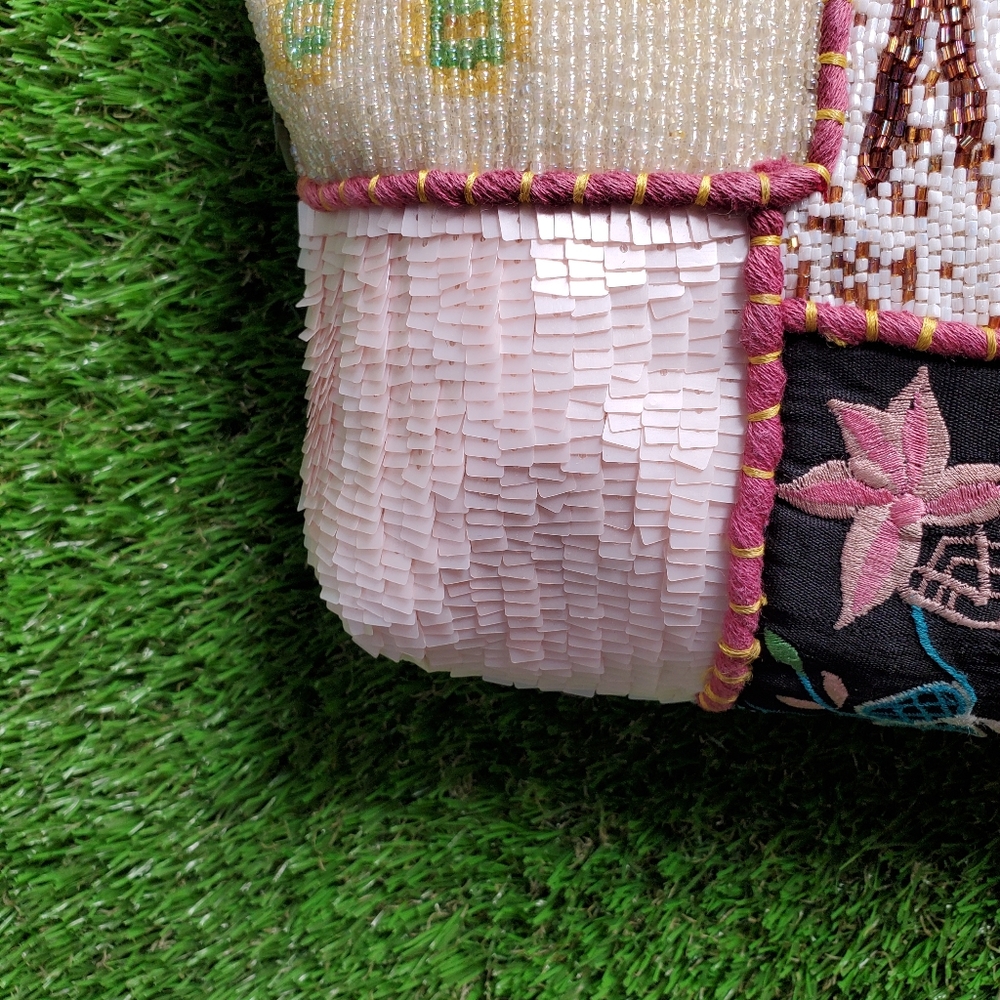 Multicolor Mixed Print Sequin Beaded Handbag - image 7